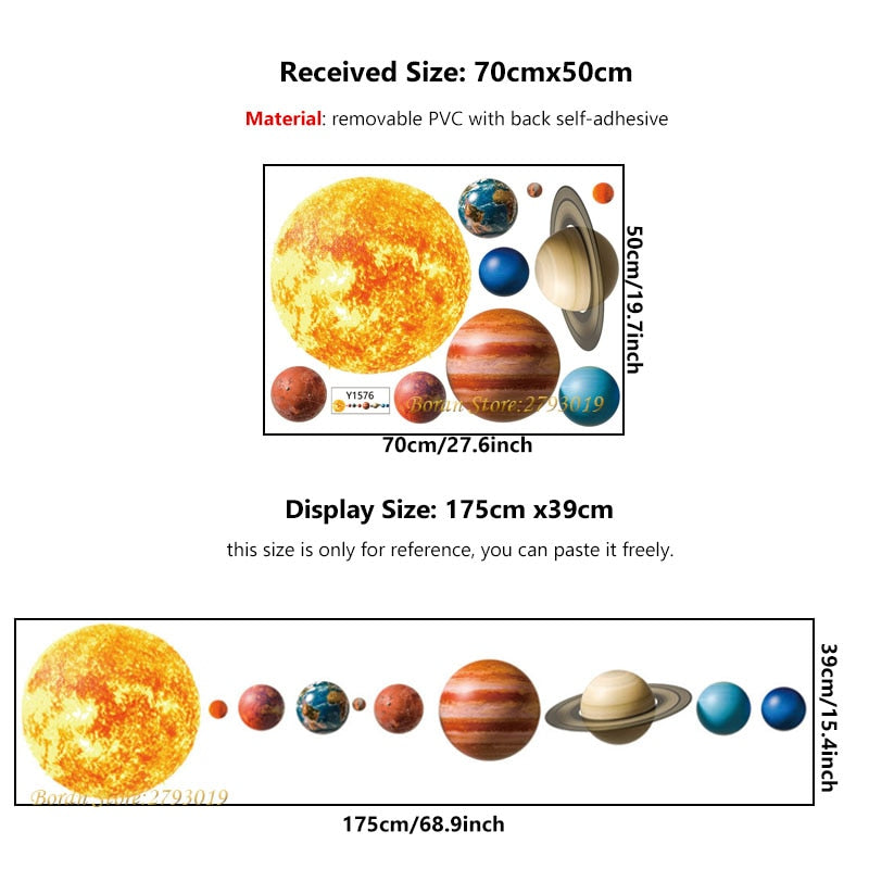 Solar System Planets Wall Stickers for Kids Room Living Room Home Decoration Wall Decal Home Decor Baby Nursery Wall Decoration