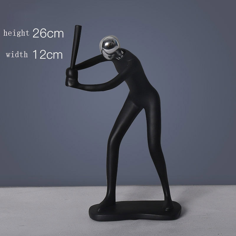 Home Decoration Resin Sculpture Room Decoration Statue Creative Desktop Crafts Modern Black Sports Figure Decoration Ornaments