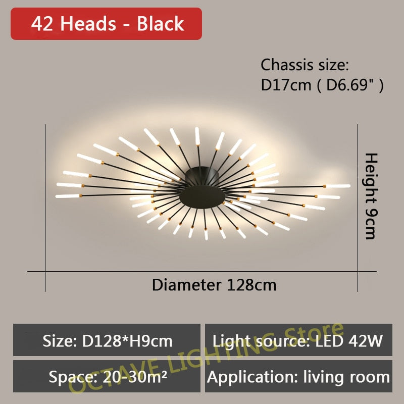 LED Ceiling Light Multi-head Black Or Gold Creative Modern Iron Panel Lamp For Dining Living Room Bedroom Lobby Home Decoration