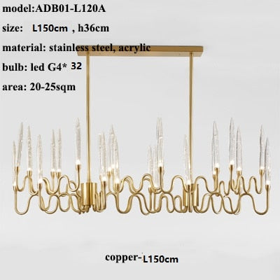 Modern Luxury LED Crystal Chandelier Tree Branch Candle Ceiling Hanging Lights Wedding Pendant Lamp For Dining Bedroom Decor