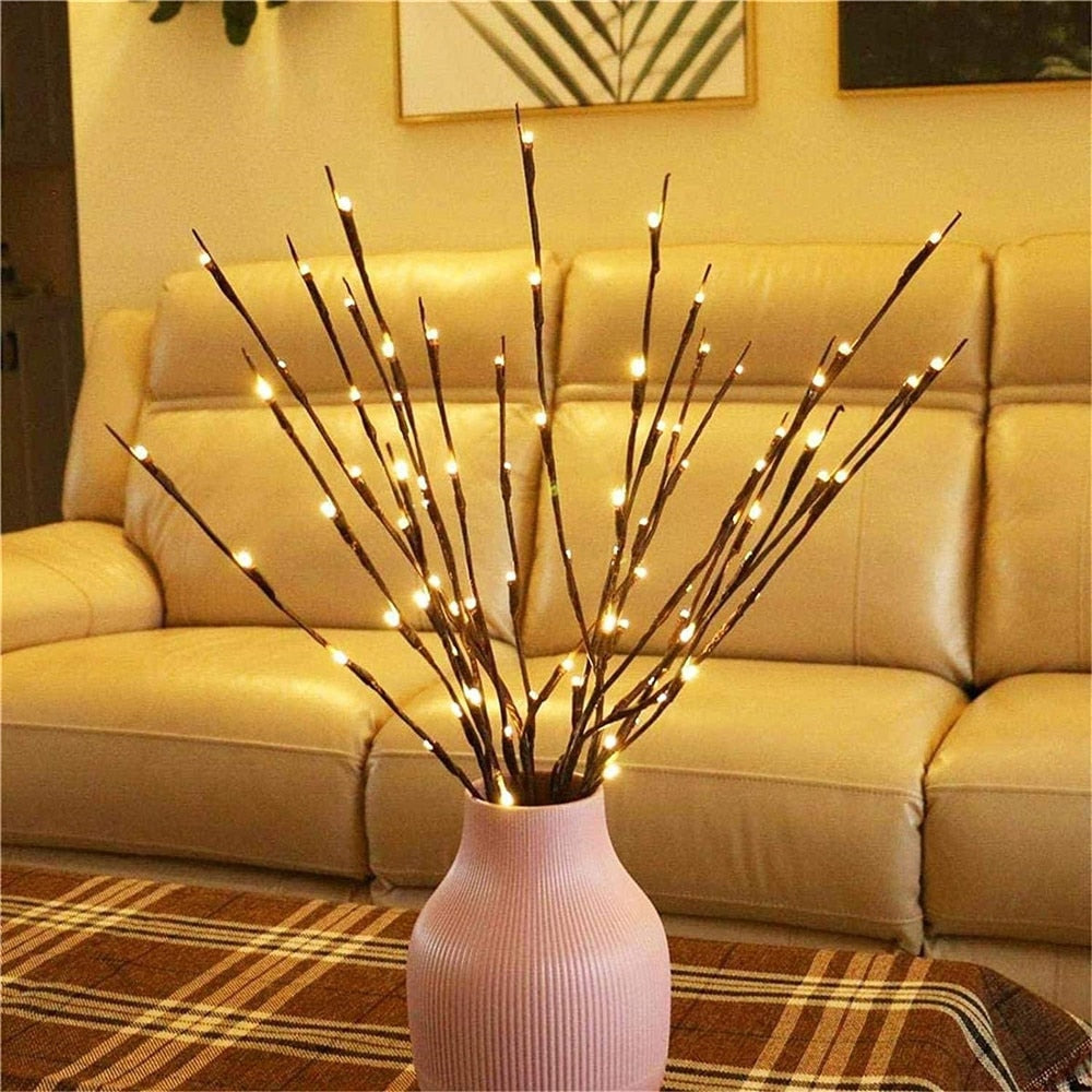 20 Bulbs LED Willow Branch Lights Lamp Natural Tall Vase Filler Willow Twig Lighted Branch Christmas Wedding Decorative Lights