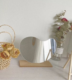 Korean style Makeup Mirror Ins Irregular Acrylic Decorative Mirror Wooden Base Cosmetic de maquillaje Beauty Tools Dropshipping