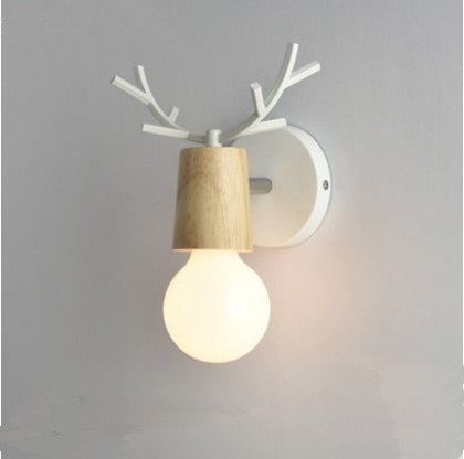 LED Antlers Wall Lamp Colorful Wooden Nordic Vintage Modern Loft Children&#39;s Room Bedroom Parlor Bedside Stair Home Lights