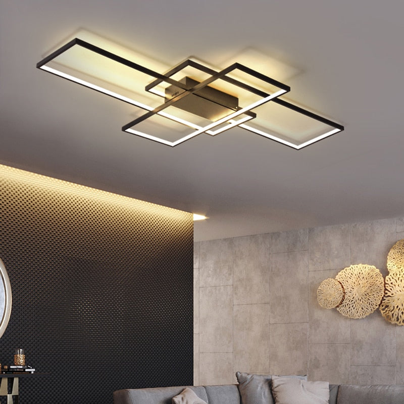 Smart Home Alexa Black/White LED Ceiling Chandelier For Living Study Room Bedroom Aluminum Modern Led Ceiling Chandelier