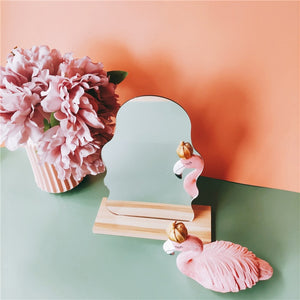 Korean style Makeup Mirror Ins Irregular Acrylic Decorative Mirror Wooden Base Cosmetic de maquillaje Beauty Tools Dropshipping