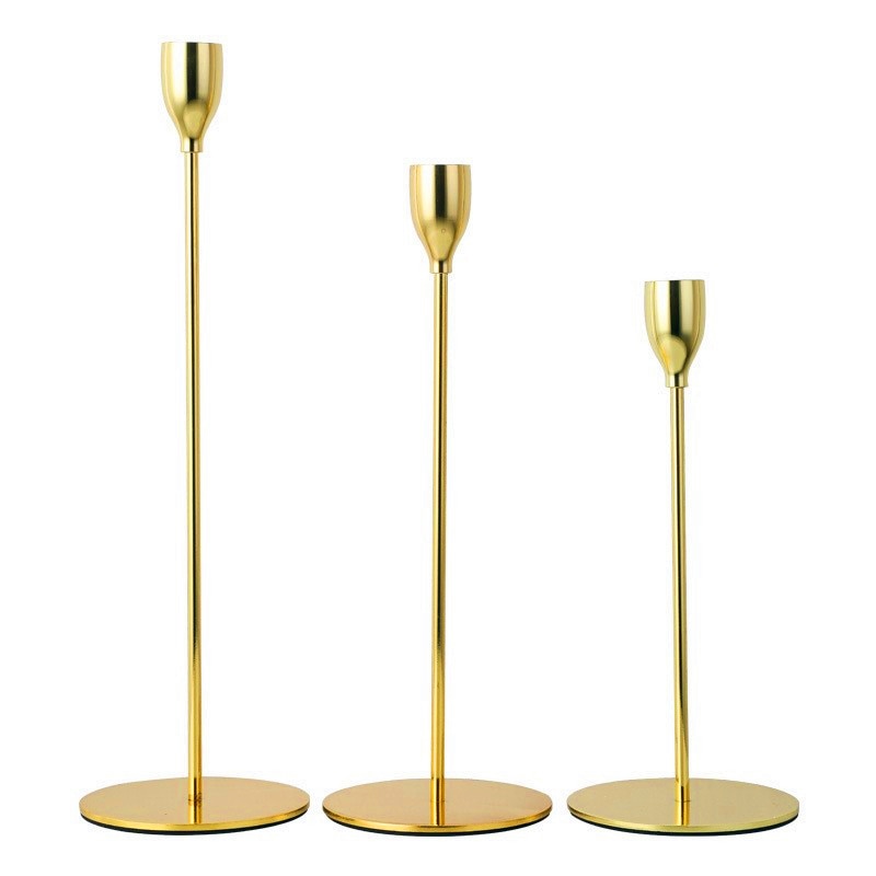 3 Pcs/ Set  European Metal Candle Holder Simple Golden Wedding Decoration Bar Party Living Room Decoration Home Decoration