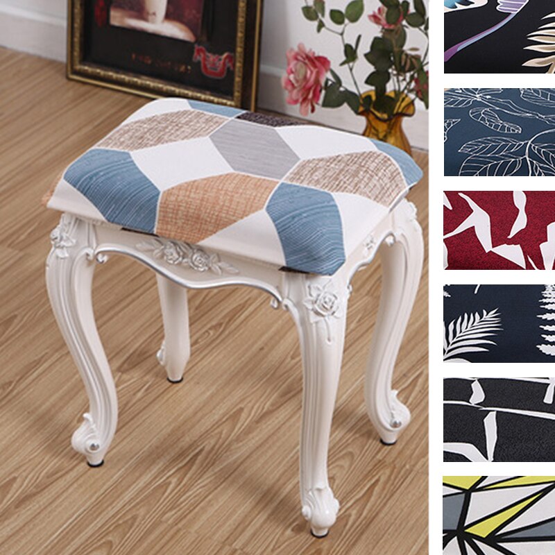 1PC Round/Square Dressing Table Stool Chair Covers Elastic Make Up Seat Slipcover European Style Bedroom Living Room