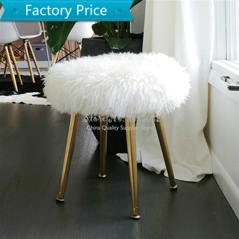 Nordic Modern Pink Dressing Stool Sofa Wool Stool with Stainless Steel Gold Leg Bedroom Change Shoe Bench Beach Make Up Chair