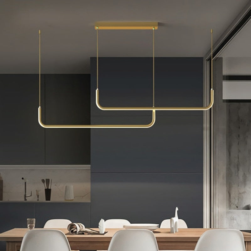 Modern LED Ceiling Chandelier Table Dining Room Kitchen Minimalist Pendant Home Decor Lighting Lustre Linear Lamp Suspension Rod