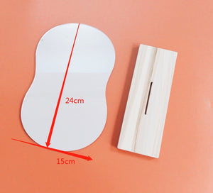 Korean style Makeup Mirror Ins Irregular Acrylic Decorative Mirror Wooden Base Cosmetic de maquillaje Beauty Tools Dropshipping