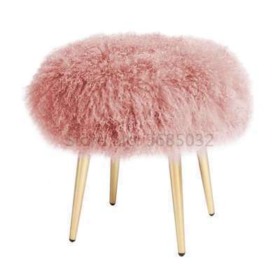 Nordic Modern Pink Dressing Stool Sofa Wool Stool with Stainless Steel Gold Leg Bedroom Change Shoe Bench Beach Make Up Chair