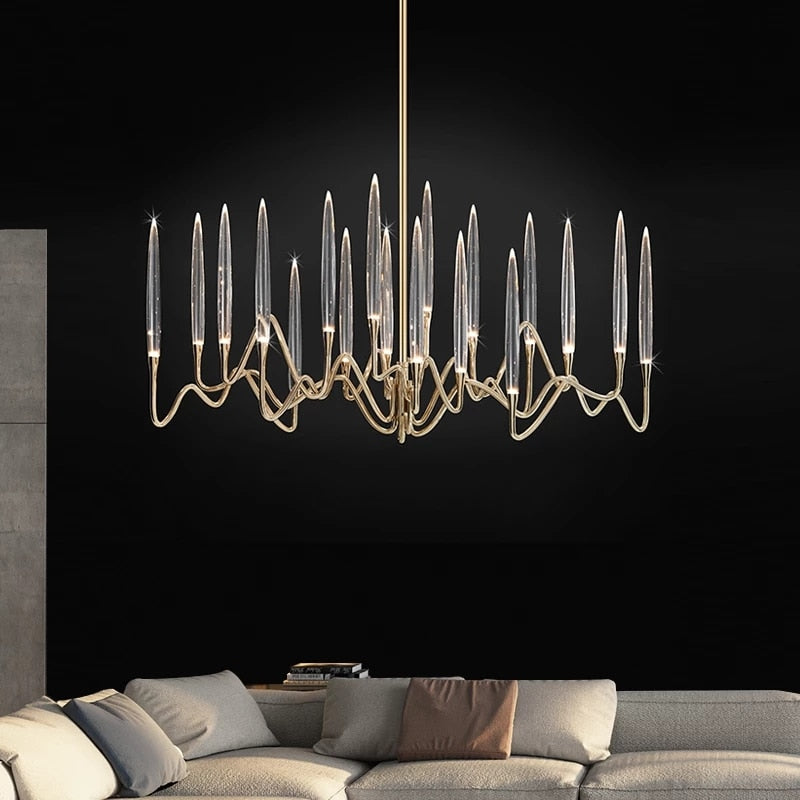 Modern Luxury LED Crystal Chandelier Tree Branch Candle Ceiling Hanging Lights Wedding Pendant Lamp For Dining Bedroom Decor