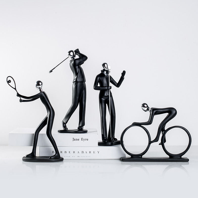 Home Decoration Resin Sculpture Room Decoration Statue Creative Desktop Crafts Modern Black Sports Figure Decoration Ornaments