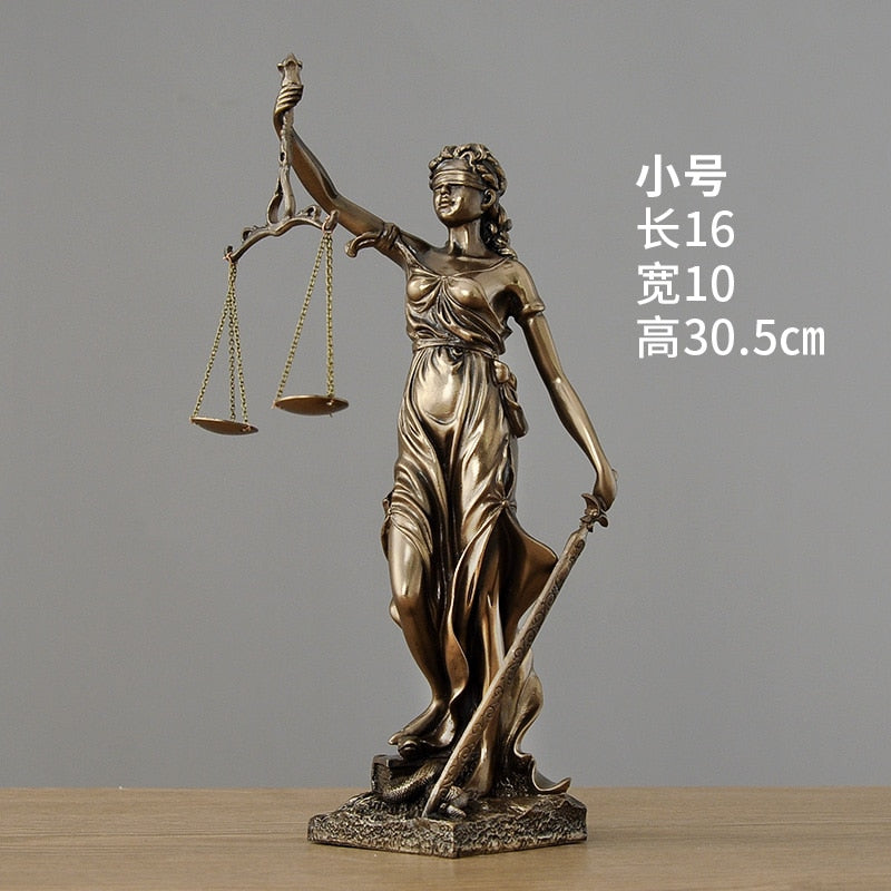 Justice Fair Themis Statues Justitia Goddess Sculpture Resin Craft Home Decoration Accessories Art Desktop Wine Cabinet Display