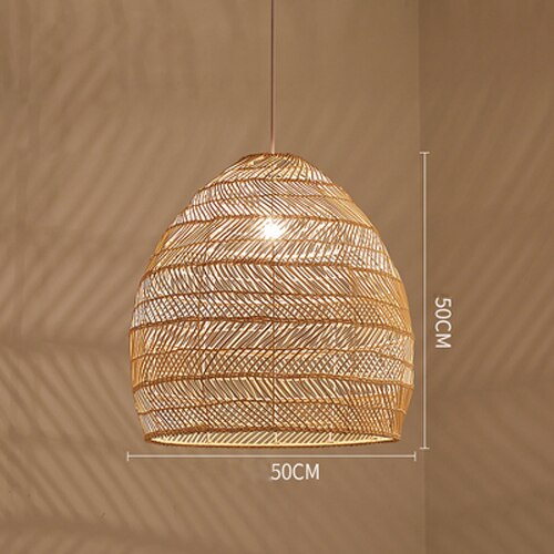 Modern Hand Woven Bamboo LED Pendant Vintage Living Room Lamp Dining Cafe Home Decor Industrial Lighting Fixtures