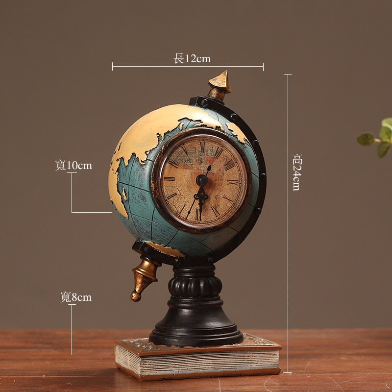 New American retro decoration clock home living room porch globe clock office decoration desktop decoration