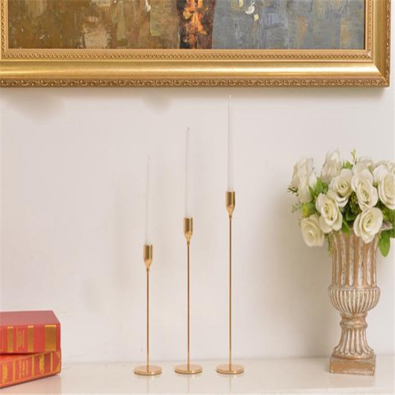 3 Pcs/ Set  European Metal Candle Holder Simple Golden Wedding Decoration Bar Party Living Room Decoration Home Decoration