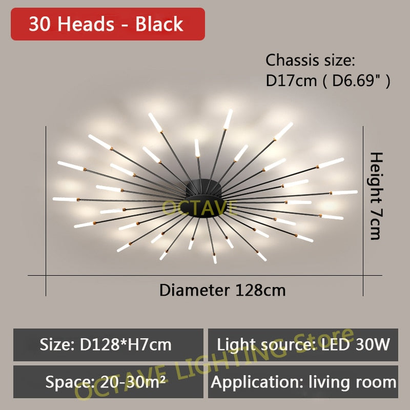 LED Ceiling Light Multi-head Black Or Gold Creative Modern Iron Panel Lamp For Dining Living Room Bedroom Lobby Home Decoration