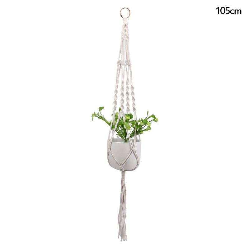 Macrame Handmade Plant Hanger Baskets Flower Pots Holder Balcony Hanging Decoration Knotted Lifting Rope Home Garden Supplies