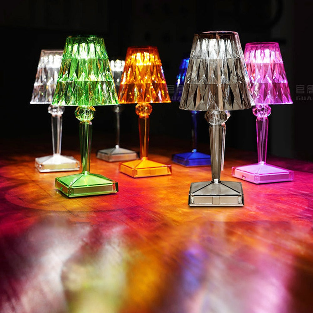 Touch Sensor Diamond Table Lamp Acrylic Decoration Light For Bar Bedroom Bedside Coffee Crystal LED Desk Night Light Lamps