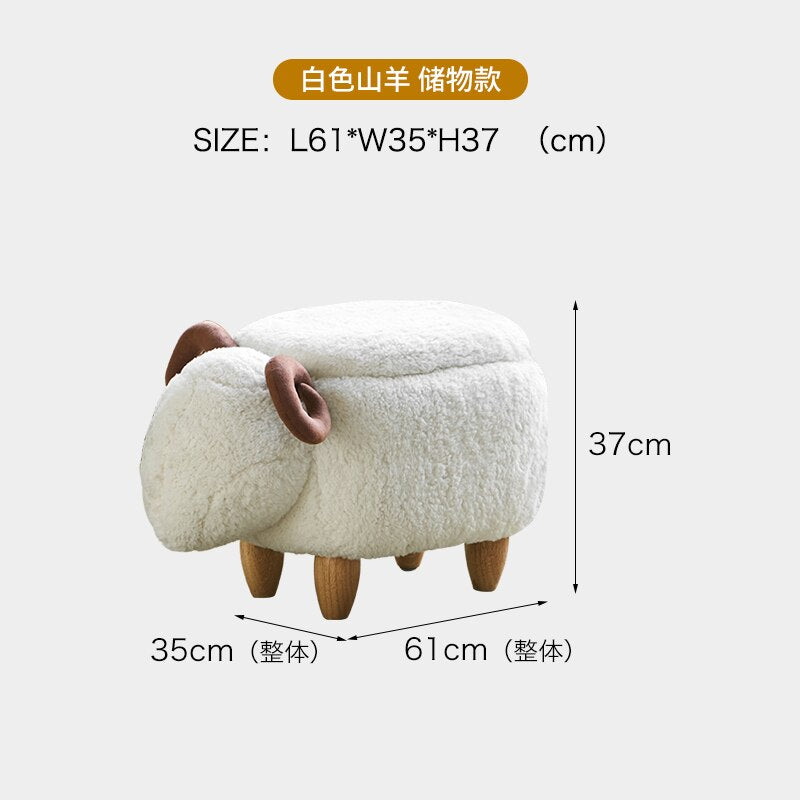 Little Sheep Footstool Storage Stool Furniture Children's Dining Chair Nordic Solid Wood Make Up Chairs Dressing Coffee Stools