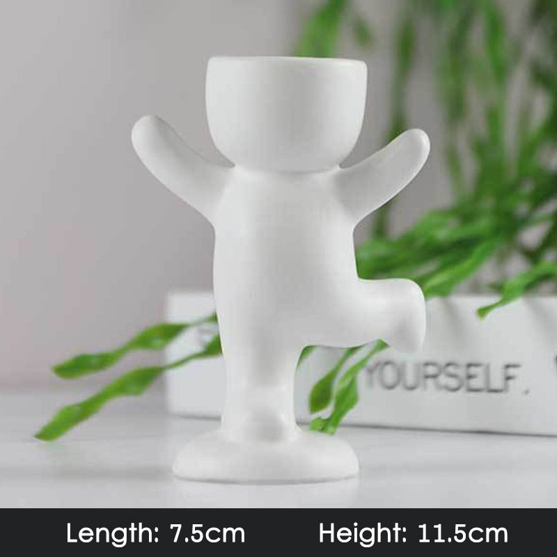 Creative Cute Imitation Humanoid Ceramic Flower Pot Succulent Planter Crafts Vase Home Decoration Personalized Gift Wholesale