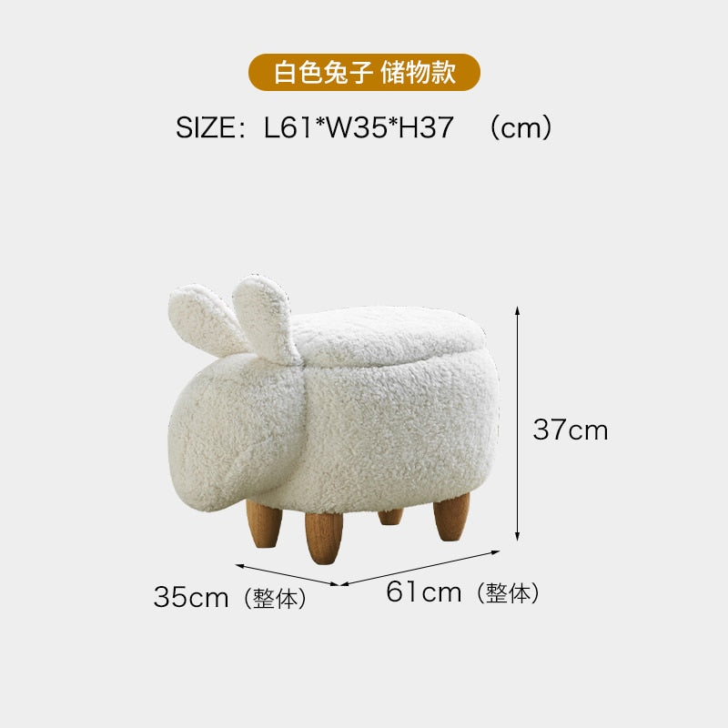 Little Sheep Footstool Storage Stool Furniture Children's Dining Chair Nordic Solid Wood Make Up Chairs Dressing Coffee Stools