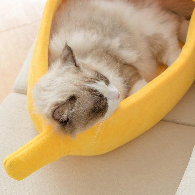 Funny Banana Cat Bed House Cute Cozy Cat Mat Beds Warm Durable Portable Pet Basket Kennel Dog Cushion Cat Supplies Multicolor