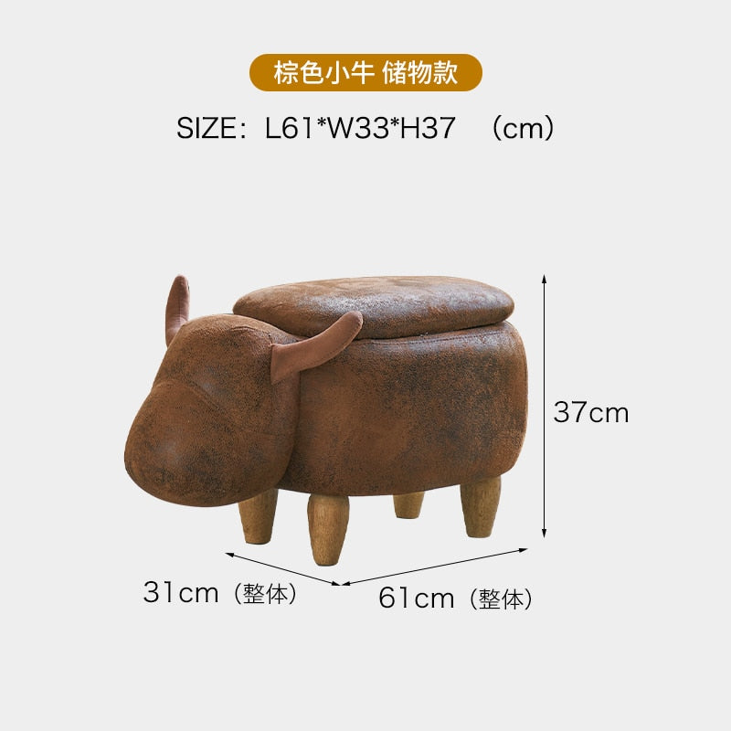 Little Sheep Footstool Storage Stool Furniture Children's Dining Chair Nordic Solid Wood Make Up Chairs Dressing Coffee Stools