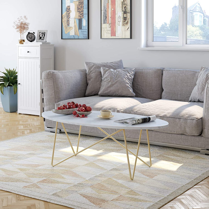 Fashion Coffee Tables Nordic Convenient Sofa Modern ellipse Marble Surface Decoration Tea Tables Living Room 120x60CM