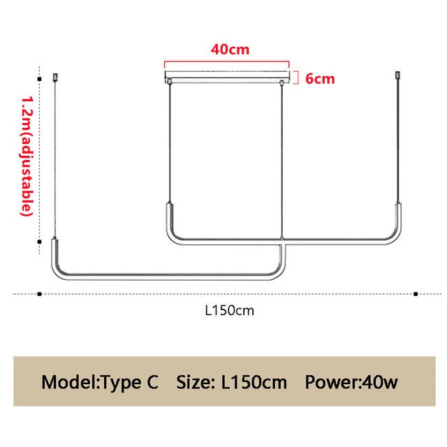 Modern LED Ceiling Chandelier Table Dining Room Kitchen Minimalist Pendant Home Decor Lighting Lustre Linear Lamp Suspension Rod