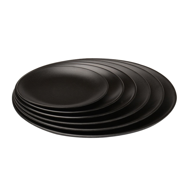 Black Melamine Round Dinner Plate