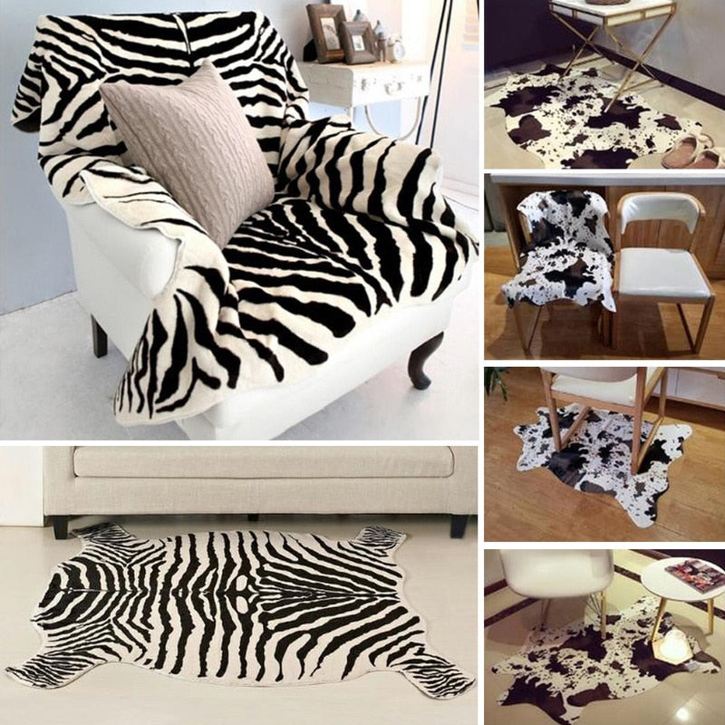 Creative Zebra/Cow 3D Printed Carpets for Living Room Anti-slip Cute Animal Throw Rugs Floor Mats Room Doormat Area Rug