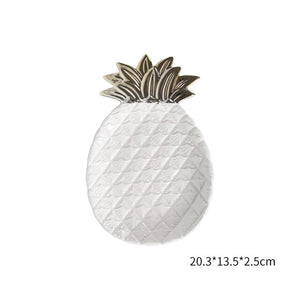 Decorative Gold Pineapple Leaf Ceramic Plate