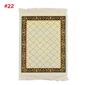 Persian Mini Woven Rug Mat Mousepad Retro Style Carpet Pattern Cup laptop PC Mouse Pad with Fring Home Office Table Decor Craft