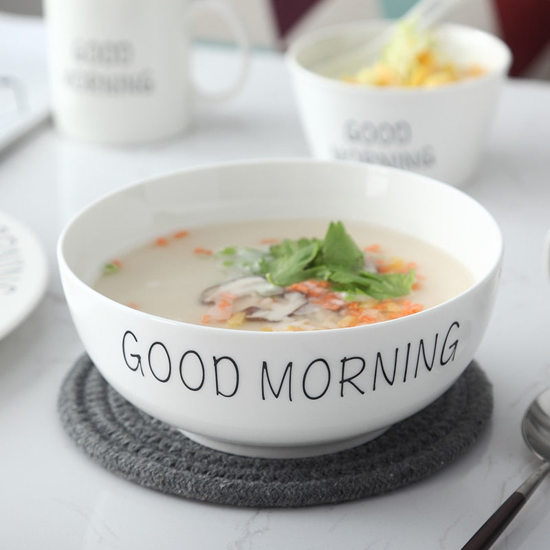 Good Morning Quote Porcelain Tableware Set