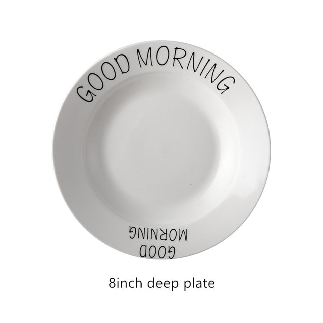 Good Morning Quote Porcelain Tableware Set