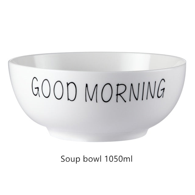 Good Morning Quote Porcelain Tableware Set