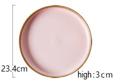 1pcs European Style Gold Ceramic Plate