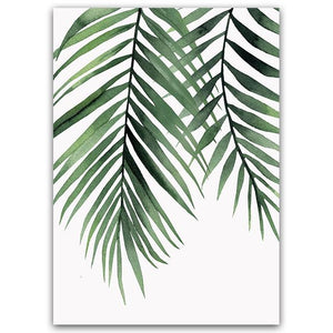 Plant Green Leaves Canvas Watercolor Painting