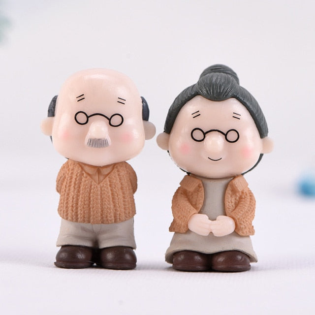 Mini Couple Figures Grandma Grandpa Sweety Lovers Couple Ornament For Fairy Garden Figurines Miniature Home Decoration