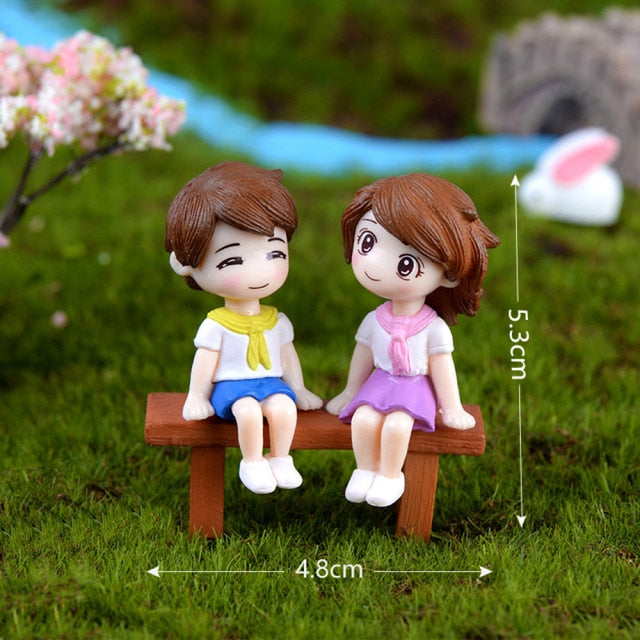 Mini Couple Figures Grandma Grandpa Sweety Lovers Couple Ornament For Fairy Garden Figurines Miniature Home Decoration