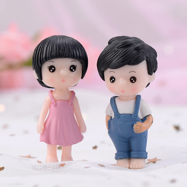 Mini Couple Figures Grandma Grandpa Sweety Lovers Couple Ornament For Fairy Garden Figurines Miniature Home Decoration