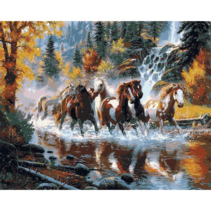 Colourful Horses Canvas Oil Painting