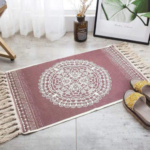 Retro Bohemian Carpet Hand Woven Cotton Linen Carpet Rug  Bedside Rug Geometric Floor Mat Living Room Bedroom Carpet Home Decor