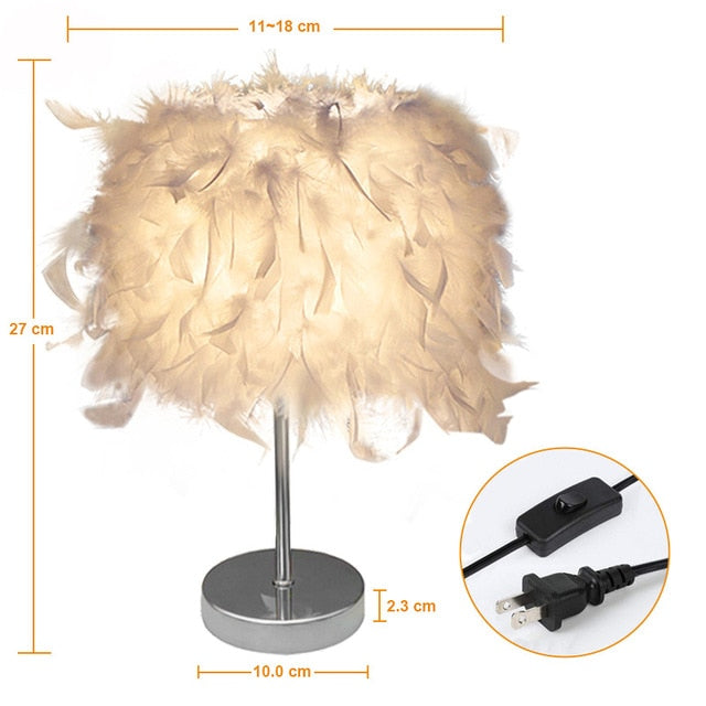 Heart Shape Feather Crystal Table Lamp