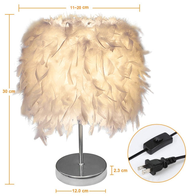 Heart Shape Feather Crystal Table Lamp