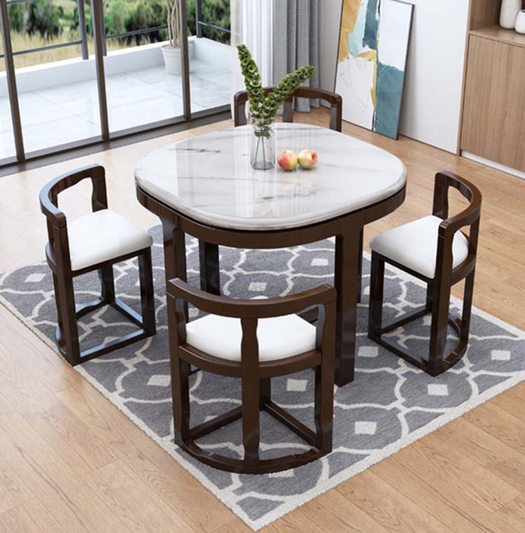 Marble Dining Table with 4 Chairs Set