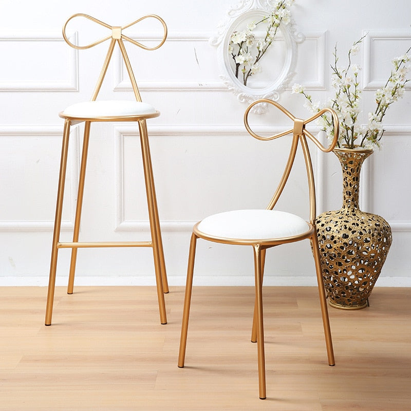 Nordic Golden Chair for Cafe Bar Butterfly Chair Iron Bow Metal Cafe Chair Outdoor Office Creative Lounge Chair Home Gold Decor