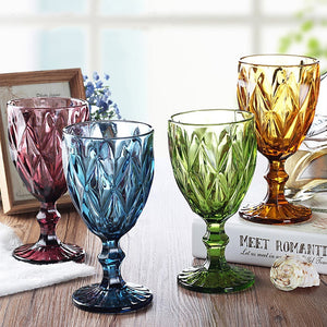 Multicolor Carved Goblet Wine Glass